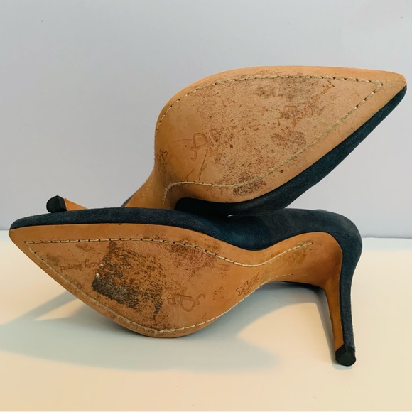 Alice + Olivia Suede Heels~Green~Size 7 - Picture 5 of 6